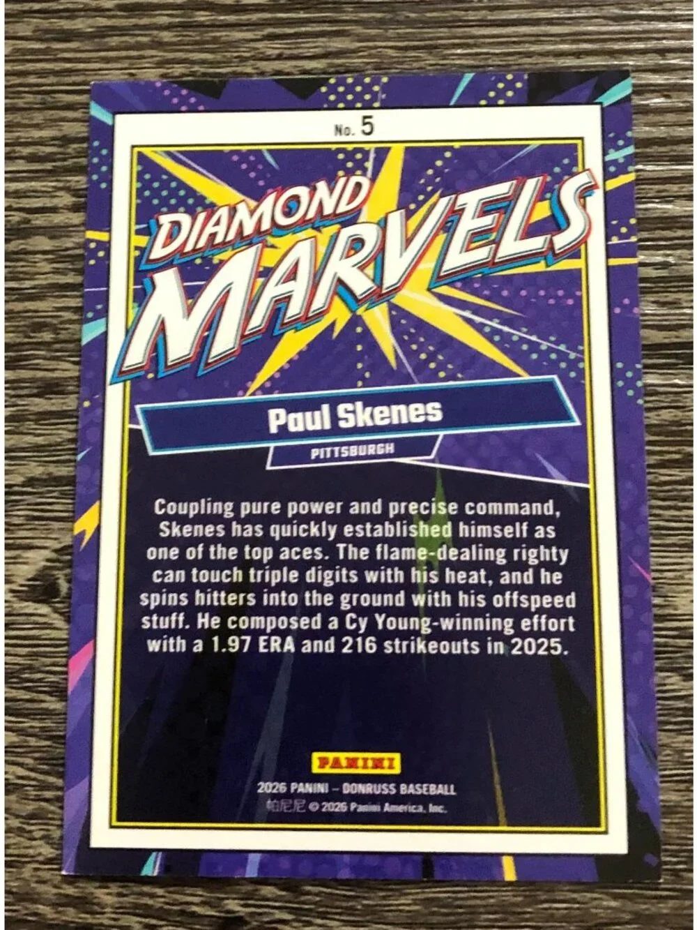 2026 Donruss Paul Skenes Diamond Marvels Blue Ice SSP 32/35